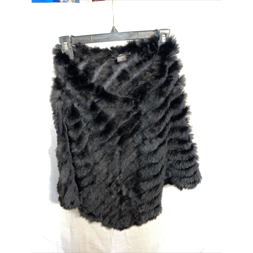 Luii Women’s Fur Stole Size Medium Black Striped Rabbit Fur Going Out Party